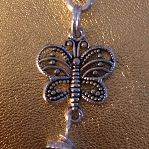 Butterfly With Lava Ball Zipper Pull in Silver for Aromatherapy - Picture 3 of 3